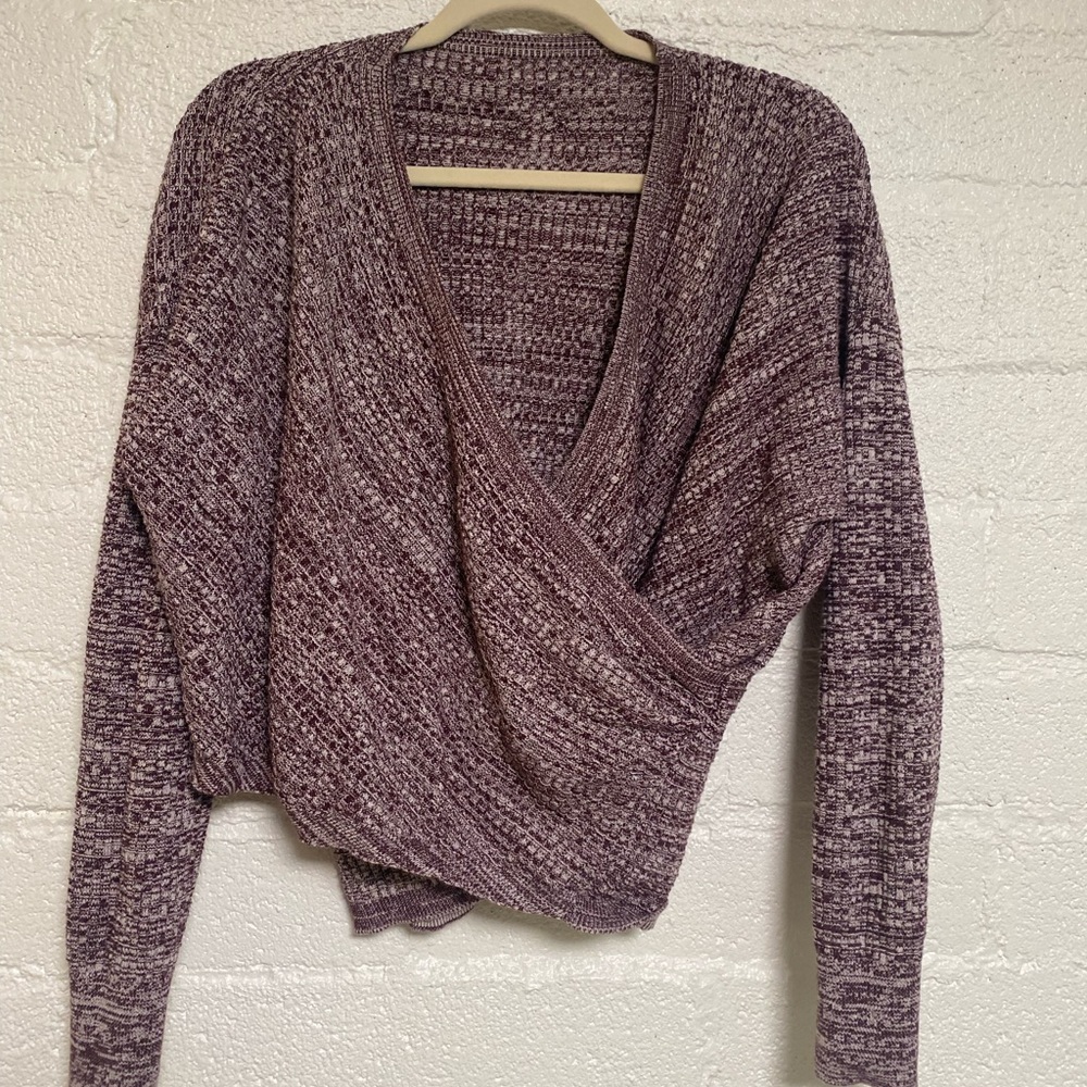 Crop wrap sweater with deep v cute